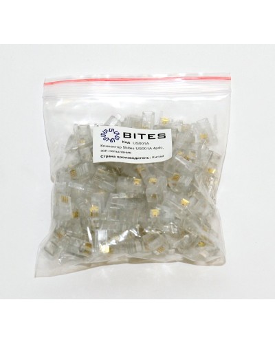 US010A (100шт). Телефонный разъем 4P4C (RJ-11). 5bites в Новосибирске