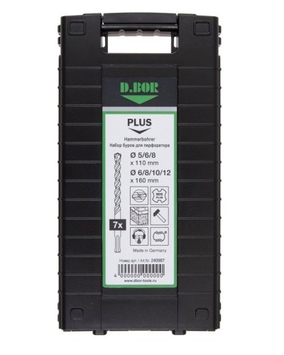 Набор буров SDS-plus V PLUS 7шт, 2-cutting (240987). Набор буров SDS-plus (5,6,8х110 мм; 6,8,10,12х160 мм). D.BOR в Новосибирске