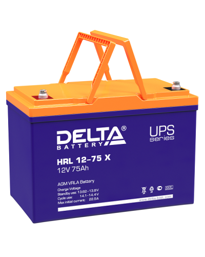 Delta HRL 12-75 X. Аккумулятор герметичный свинцово-кислотный. Delta в Новосибирске