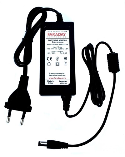 36W/12V/3A. Импульсный блок питания в пластиковом корпусе. FARADAY в Новосибирске