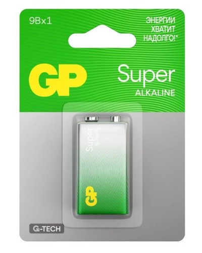 GP Super Alkaline 9V Крона (GP 1604AA21-5CRSBC1), БЛИСТЕР. Алкалиновая батарейка. GP Batteries в Новосибирске