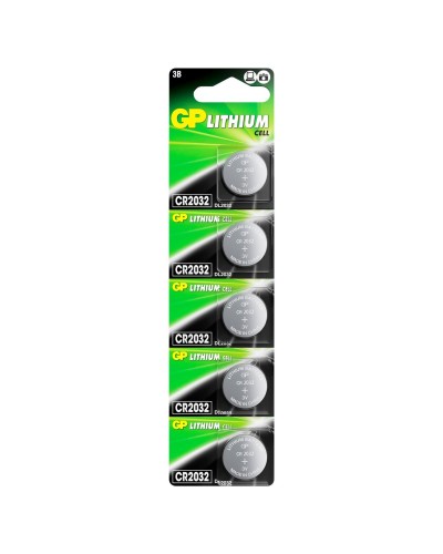 GP Lithium CR2032 (GP CR2032-2C5 100/2000), упак. 5 шт. БЛИСТЕР. Литиевые дисковые батарейки. GP Batteries в Новосибирске