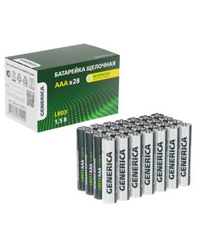 Батарейка Alkaline LR03/AAA GENERICA (28 шт) (ABT-LR03-ST-B28-G). Батарейка щелочная. IEK в Новосибирске