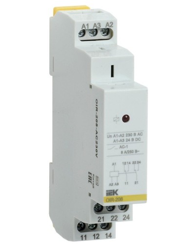 Реле промежуточное модульное OIR 2 контакта 8А 230В AC (OIR-208-AC230V). Реле промежуточное модульное. IEK в Новосибирске