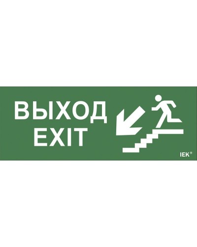 Самоклеящаяся этикетка Выход/лестница вниз/фигура (LPC10-1-24-09-VLVNF). Самоклеящаяся этикетка 240х90 мм. IEK в Новосибирске
