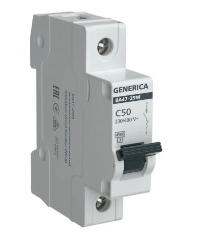 GENERICA ВА47-29М 1P C 50А 4,5кА (MVA21-1-050-C-G). Автоматический выключатель. IEK в Новосибирске