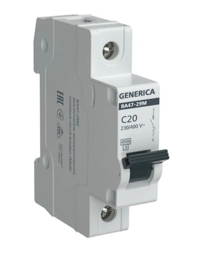 GENERICA ВА47-29М 1P C 20А 4,5кА (MVA21-1-020-C-G). Автоматический выключатель. IEK в Новосибирске