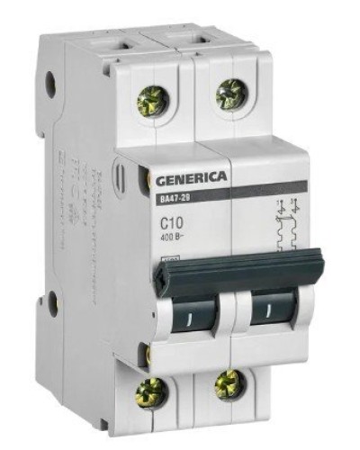 GENERICA ВА47-29 2P C 10А 4,5кА (MVA25-2-010-C). Автоматический выключатель. IEK в Новосибирске