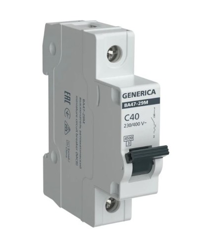 GENERICA ВА47-29М 1P C 40А 4,5кА (MVA21-1-040-C-G). Автоматический выключатель. IEK в Новосибирске