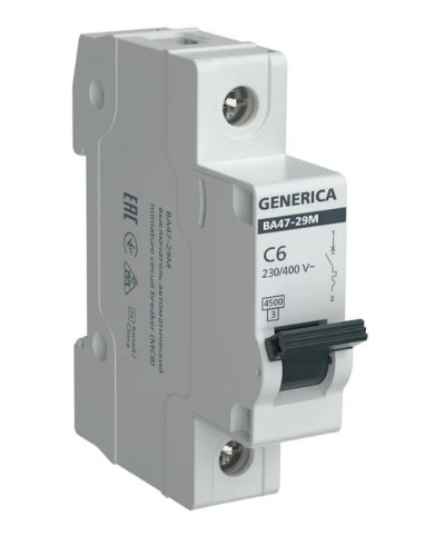 GENERICA ВА47-29М 1P C 6А 4,5кА (MVA21-1-006-C-G). Автоматический выключатель. IEK в Новосибирске