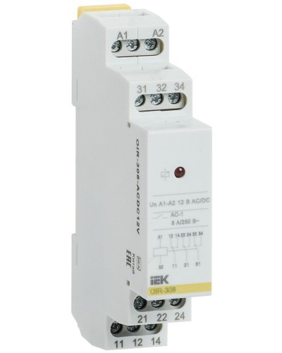 Реле промежуточное модульное OIR 3 контакта 8А 230В AC (OIR-308-AC230V). Реле промежуточное модульное. IEK в Новосибирске