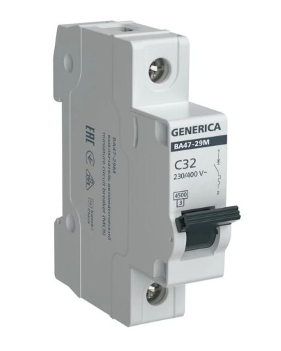 GENERICA ВА47-29М 1P C 32А 4,5кА (MVA21-1-032-C-G). Автоматический выключатель. IEK в Новосибирске