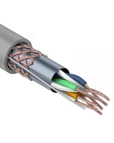 SF/UTP, CAT 5e, PVC, 4PR, 24AWG, INDOOR, STRANDED, серый, 305м, REXANT (01-0343). Кабель «витая пара» (LAN) для структурированных систем связи. Rexant в Новосибирске