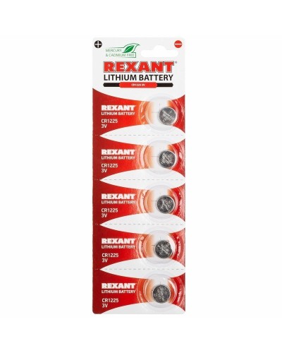Литиевые батарейки CR1225 3 V 48 mAh (30-1103). Элемент питания. Rexant в Новосибирске