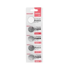 Литиевые батарейки CR2032 3 V 220 mAh (30-1108). Элемент питания. Rexant