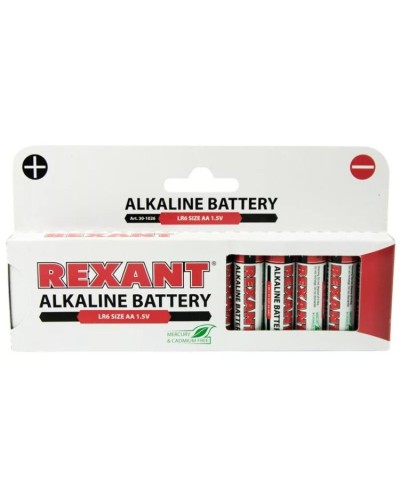Алкалиновая батарейка AA/LR6 1,5 V 12 шт. REXANT (30-1026). Элемент питания. Rexant в Новосибирске