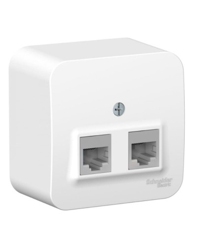 BLANCA розетка RJ45 2-местная, кат. 5Е, открытой установки, белый (BLNIA045451). Розетка компьютерная с изолированной пластиной. Systeme Electric в Новосибирске