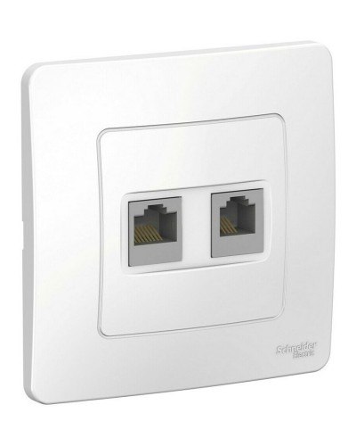 BLANCA розетка RJ45+RJ11 2-местная, кат. 5Е, скрытой установки, белый (BLNIS045111). Розетка компьютерная + телефонная. Systeme Electric в Новосибирске