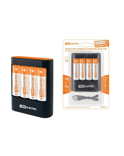 Зарядное устройство 36044Н (3600mA 4слота АА/ААА 4 кан.+4xAA2500 USB) (SQ1702-0101). Зарядное устройство. TDM ЕLECTRIC в Новосибирске