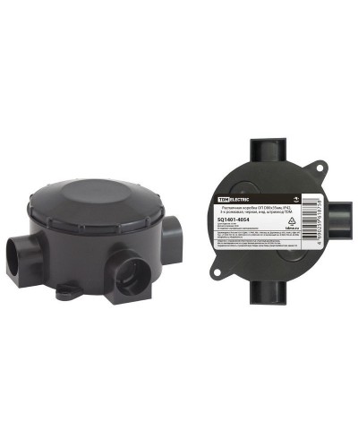 Распаячная коробка ОП D80х35мм, IP42, 3-х рожковая, черная TDM (SQ1401-4054). Распаячная коробка ОП. TDM ЕLECTRIC в Новосибирске