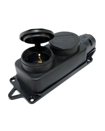 Розетка двухместная 2Р+РЕ 16А 250В IP44 (SQ0612-0010). Розетка двухместная с заглушками каучук. TDM ЕLECTRIC в Новосибирске