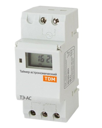 ТЭ-АС-1мин/24ч-8on/off-16А-DIN (астрономический) TDM (SQ1503-0023). Таймер электронный. TDM ЕLECTRIC в Новосибирске