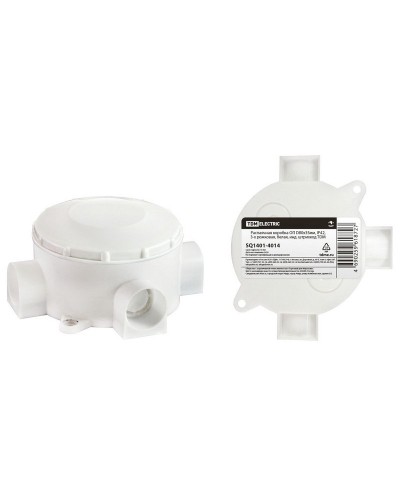 Распаячная коробка ОП D80х35мм, IP42, 3-х рожковая, белая TDM (SQ1401-4014). Распаячная коробка ОП. TDM ЕLECTRIC в Новосибирске