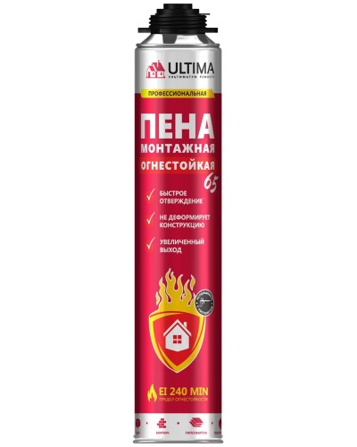 Пена огнестойкая ULTIMA PRO 65, 850 мл. Пена монтажная профессиональная. ULTIMA в Новосибирске