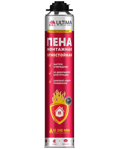 Пена огнестойкая ULTIMA PRO, 750 мл. Пена монтажная профессиональная. ULTIMA в Новосибирске