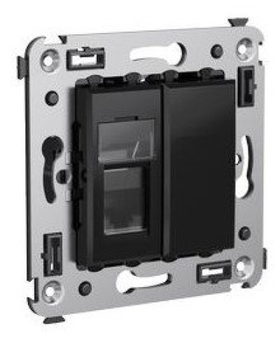 Розетка RJ-45 в стену Avanti одинарная черный квадрат (4402463). Розетка компьютерная. ДКС в Новосибирске