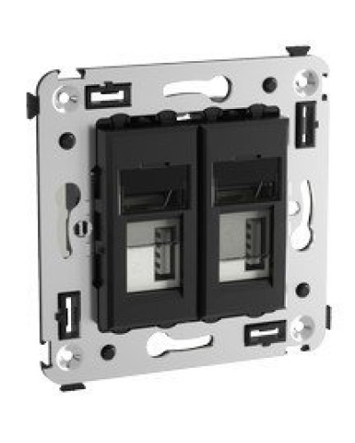 Розетка USB в стену Avanti черный квадрат (4402543). Розетка USB. ДКС в Новосибирске
