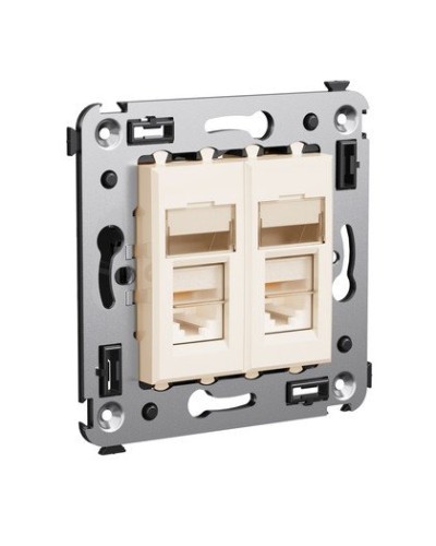 Розетка RJ-45 Avanti в стену двойная экранированная ванильная дымка (4405364). Розетка. ДКС в Новосибирске