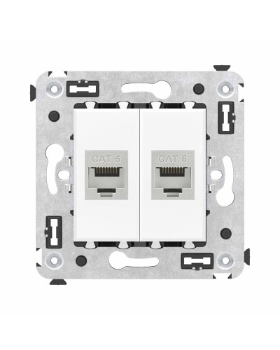 Розетка RJ-45 в стену, кат.6E, Avanti, двойная, белое облако (4400794). Розетка компьютерная модульная. ДКС в Новосибирске