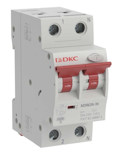 YON max MDR, 1P+N, 30mA, 63A, 6kA, А (MDR63N-1N2C63-A). Автоматический выключатель дифференциального тока. ДКС в Новосибирске