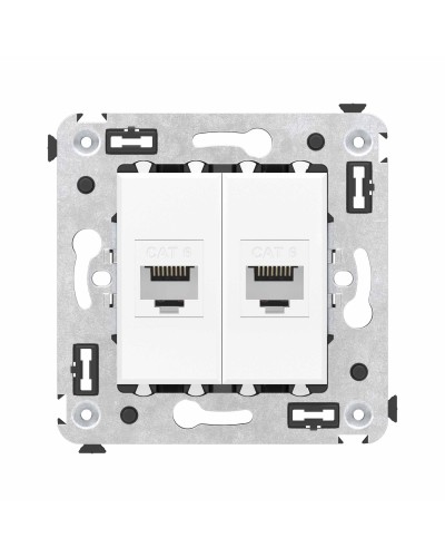 Розетка RJ-45 в стену, кат.6E, Avanti, двойная, белое облако (4400694). Розетка компьютерная. ДКС в Новосибирске
