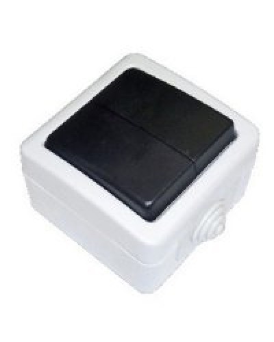 Переключатель двухклавишный 2-полюсный с 2 мест EF602SA, серый, LK Aqua (80006). Переключатель. Экопласт в Новосибирске