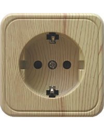 Розетка одинарная открытой установки с з/к, сосна, LK Standard (813225). Розетка с заземляющими контактами и защитными шторками. Экопласт в Новосибирске