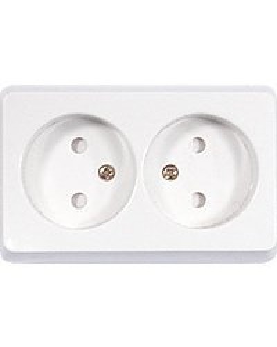 Розетка двойная открытой установки без з/к, белый, LK Standard (813604). Розетка без заземляющих контактов с защитными шторками. Экопласт в Новосибирске
