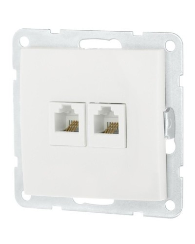 Розетка телефонная двойная 2xRJ-12 с накладкой, белый LK60 (865604-1). Розетка телефонная. Экопласт в Новосибирске