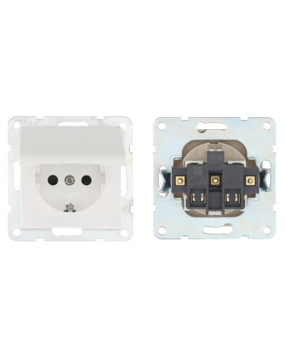 Розетка с з/к, шторками и крышкой, белый LK80 (843404-1). Розетка. Экопласт в Новосибирске