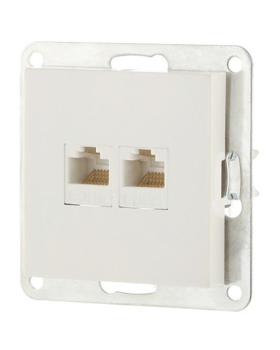 Розетка 2xRJ-45 кат.5е с накладкой, белый LK80 (846204-1). Розетка компьютерная двойная. Экопласт в Новосибирске