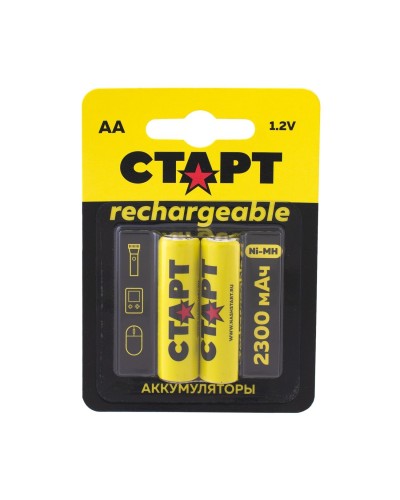 СТАРТ HR6 (AA, 2300 mah), упак. 2 шт. БЛИСТЕР. Перезаряжаемые аккумуляторы. СТАРТ в Новосибирске