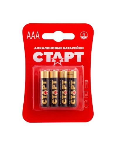 СТАРТ LR03-BL4 (1,5 В, AAA, LR03), упак. 4 шт. БЛИСТЕР. Алкалиновые батарейки. СТАРТ в Новосибирске