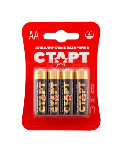 СТАРТ LR6-BL4 (1,5 В, AA, LR6), упак. 4 шт. БЛИСТЕР. Алкалиновые батарейки. СТАРТ в Новосибирске