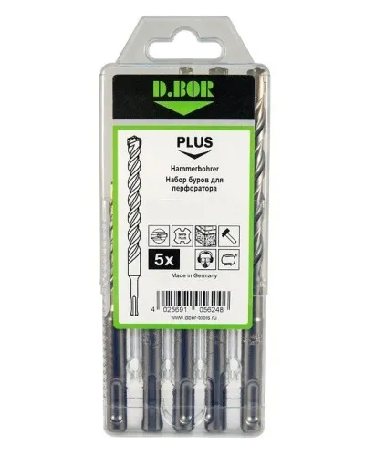 Набор буров SDS-plus V PLUS 5шт, 2-cutting (242030): Набор буров SDS-plus (6х110 мм; 6,8,10,12х160 мм) в Новосибирске