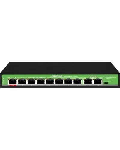 DSP208F-2F-T120 DSP208F-2F-T120 V1 (L2) 10х100Мбит/с 8PoE 8PoE+ 120W. Коммутатор с питанием по PoE. Digma в Новосибирске