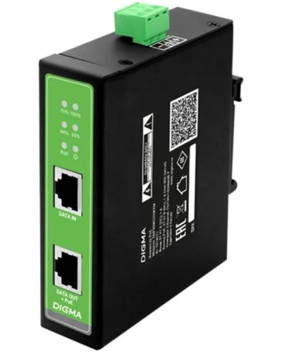 DNP30W48GDXM 10/100/1000BASE-T 30Вт 37-57В(DC). Инжектор PoE. Digma в Новосибирске