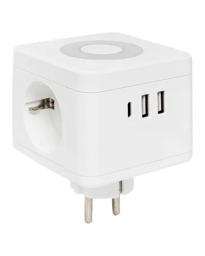 Тройник Куб 2 гнезда 2USB 2,4А+Type C + Ночник. Тройник Куб. EKF в Новосибирске