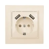 Минск Розетка 1-мест. СП с/з 16А (ERR16-028-200-2USB). Розетка 1-мест. СП с/з 16А. EKF