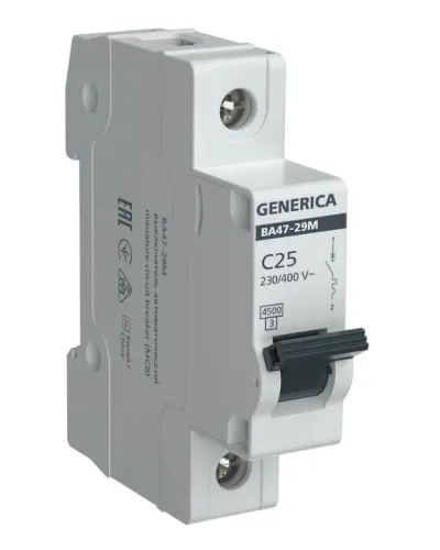 GENERICA ВА47-29М 1P C 25А 4,5кА (MVA21-1-025-C-G). Автоматический выключатель. IEK в Новосибирске